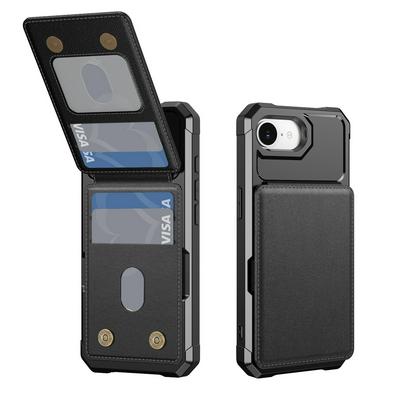 ZM11 For iPhone 16E Case Card Slot Kickstand PU+TPU Phone Cover