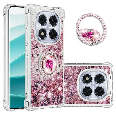 For Xiaomi Redmi Note 14 Pro Bling Diamond Ring Buckle Anti-fall Quicksand Soft TPU Back Cover Phone Case