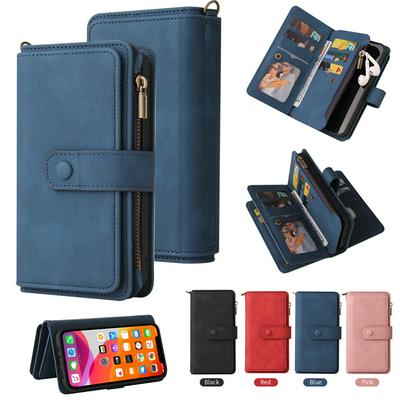 For Samsung Galaxy A26 5G / A16 4G 5G KT Multi-Functional Series-2 15 Cards Design Buckle Closure Skin Touch PU Leather Phone Wallet Stand Case with Wrist Strap