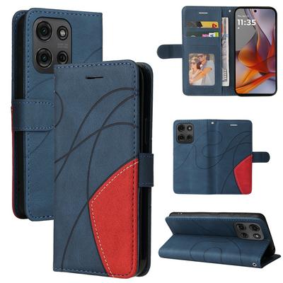 For Motorola Moto G75 5G Double-color Stitching Scratch Resistant Wallet Leather Case 