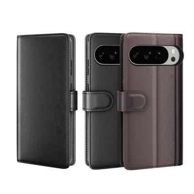 for Google Pixel 10 Pro XL Side Flip Wallet Style Genuine Leather + Soft TPU Card Slots with Stand and Magnetic Buckle Case 