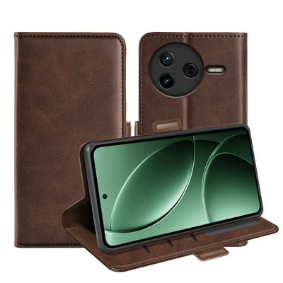 For Xiaomi Redmi K80 5G/Xiaomi Poco F7 Pro 5G Double Buckle Wallet Style Folio Flip Leather Case with Stand and Card Slots Function