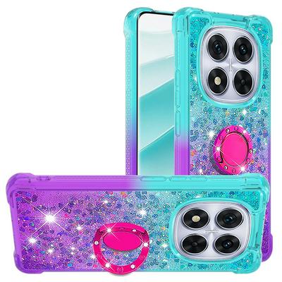 For Xiaomi Redmi Note 14 Pro 5G Ring Buckle Anti-fall Scratch Resistant Gradient Quicksand Soft TPU Back Cover Phone Case