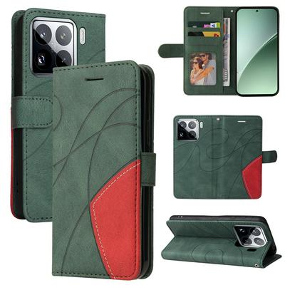 For Xiaomi 15 Pro Double-color Stitching Scratch Resistant Wallet Leather Case 