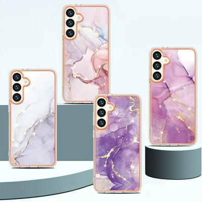 For Samsung Galaxy S25 Plus / S24 Plus IMD Marble Pattern Electroplated Phone Case IMD 2.0mm TPU Skin Anti-Scratch Cover