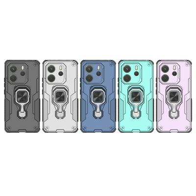 For Xiaomi Redmi Note 14 4G Case Rotatable Ring Kickstand PC + TPU Shockproof Phone Cover