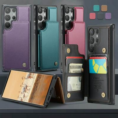 CASEME C22 Series for Samsung Galaxy S25 Ultra Case Glossy Phone Cover with Kickstand Card Holder