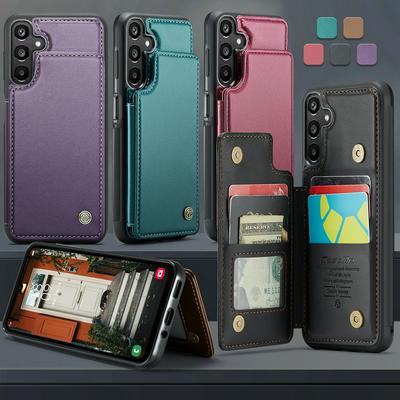 CASEME C22 Series for Samsung Galaxy A16 Case Glossy Phone Cover with Kickstand Card Holder