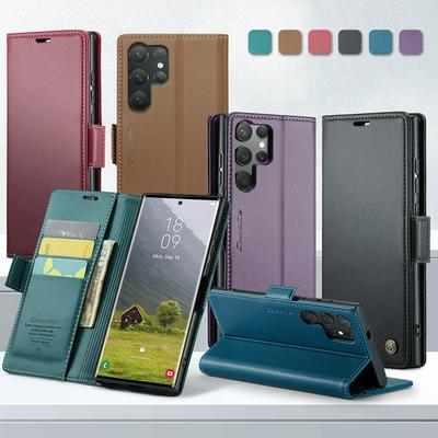 CASEME 023 Series For Samsung Galaxy S25 Ultra RFID Blocking Leather Case Wallet Stand Phone Cover