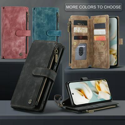 CASEME C30 Series for Google Pixel 9A PU Leather Phone Case Card Slots Zipper Pocket Stand Cover