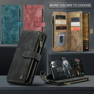 CASEME C30 Series for Samsung Galaxy S25 Edge PU Leather Phone Case Card Slots Zipper Pocket Stand Cover