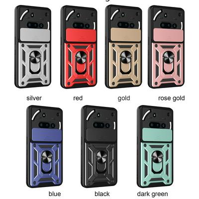 For Nothing phone 3A Ring Holder Kickstand Camera Slide Cover Design PC + TPU Phone Back Cover Case