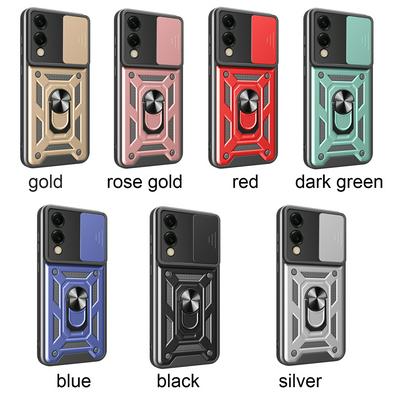For Samsung Galaxy S25 Edge Ring Holder Kickstand Camera Slide Cover Design PC + TPU Phone Back Cover Case