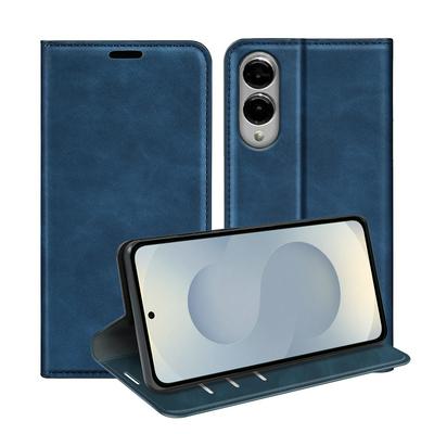 For Samsung Galaxy S25 Edge Skin Feel Magnetic Attraction Flip Leather Wallet Case with Card Slot and Stand