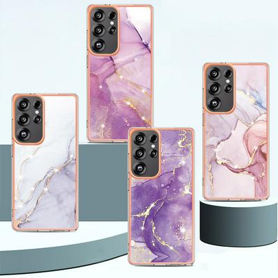 For Samsung Galaxy S25 Ultra IMD Marble Pattern Electroplated Phone Case IMD 2.0mm TPU Skin Anti-Scratch Cover