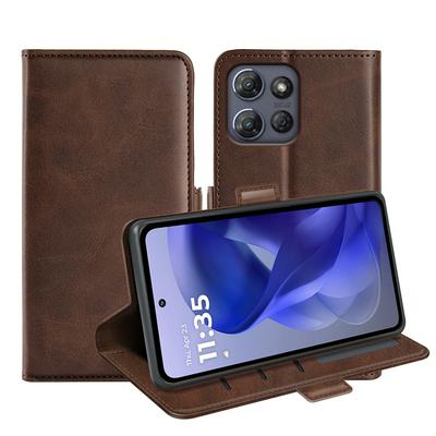 For Motorola Moto G Power 2025/Moto G Play 2025 Double Buckle Wallet Style Folio Flip Leather Case with Stand and Card Slots Function