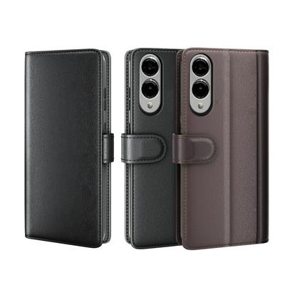 for Samsung Galaxy S25 Edge Side Flip Wallet Style Genuine Leather + Soft TPU Card Slots with Stand and Magnetic Buckle Case 