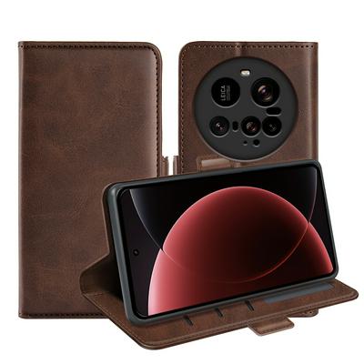 For Xiaomi 15 Ultra Double Buckle Wallet Style Folio Flip Leather Case with Stand and Card Slots Function