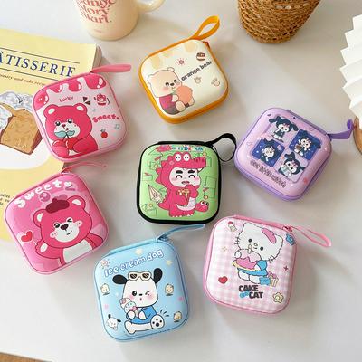 9.5cmx9.5cm Cute Cartoon Headphone Data Cable Storage bags for iPhone Android USB Cable Earphone Earbud Accessories Zipper Bag Pocket Pouch