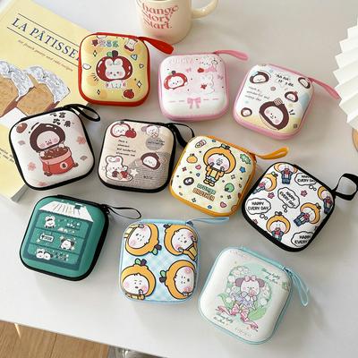 9.5cmx9.5cm Cute Cartoon Headphone Data Cable Storage bags for iPhone Android USB Cable Earphone Earbud Accessories Zipper Bag Pocket Pouch