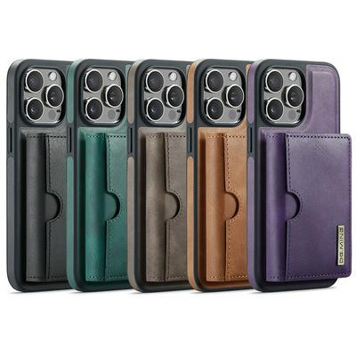 DG.MING M6 Series For iPhone 15 Pro Case Magnetic Wallet PU + PC + TPU Phone Cover