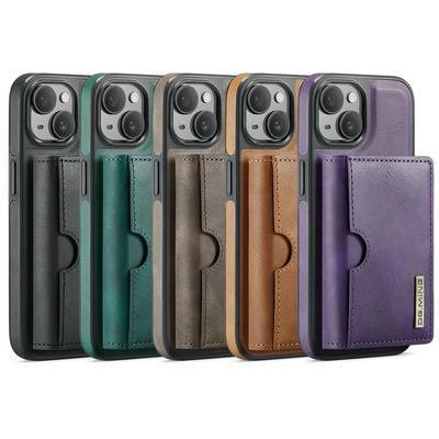 DG.MING M6 Series For iPhone 15 Plus Case Magnetic Wallet PU + PC + TPU Phone Cover