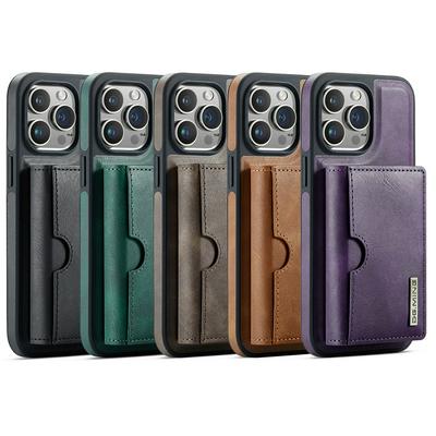 DG.MING M6 Series For iPhone 13 Pro Case Magnetic Wallet PU + PC + TPU Phone Cover