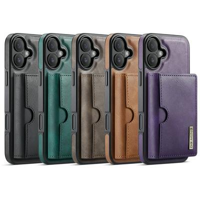 DG.MING M6 Series For iPhone 16 Plus Case Magnetic Wallet PU + PC + TPU Phone Cover