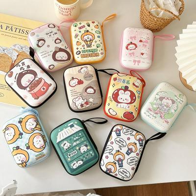 9.5cmx13.5cm Cute Cartoon Headphone Data Cable Storage bags for iPhone Android USB Cable Earphone Earbud Accessories Zipper Bag Pocket Pouch