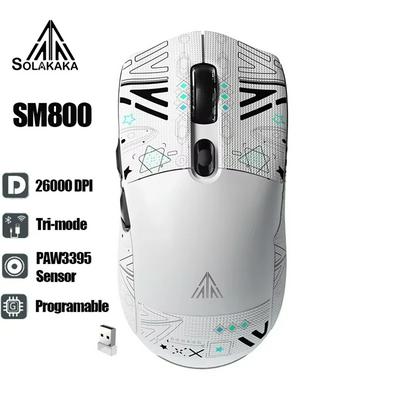 SOLAKAKA SM800 PAW3395 Sensor Wireless Gaming Mouse Bluetooth/2.4G Wireless Mouse Macro Buttons 26000DPI Esports Grade Mice