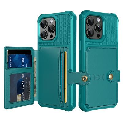 For iPhone 16 Pro ZM03 Premium Vintage Shockproof All-Inclusive Hard PC Case with Card Slot Stand Function Cover Case Magnetic Folio Closure 