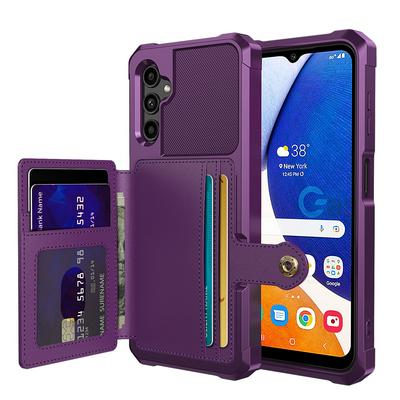 For Samsung Galaxy A14 4G/5G ZM03 Premium Vintage Shockproof All-Inclusive Hard PC Case with Card Slot Stand Function Cover Case Magnetic Folio Closure 