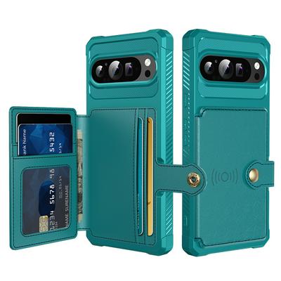 For Google Pixel 9 Pro XL ZM03 Premium Vintage Shockproof All-Inclusive Hard PC Case with Card Slot Stand Function Cover Case Magnetic Folio Closure 
