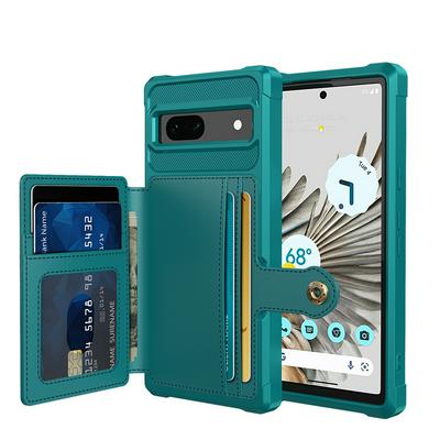 For Google Pixel 7A ZM03 Premium Vintage Shockproof All-Inclusive Hard PC Case with Card Slot Stand Function Cover Case Magnetic Folio Closure 