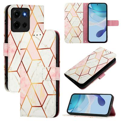 For Motorola Moto G 5G 2025 Marble Pattern Scratch Resistant Magnetic Buckle Flip Leather Case with Wrist Strap
