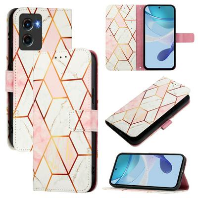 For Motorola Moto G05 Marble Pattern Scratch Resistant Magnetic Buckle Flip Leather Case with Wrist Strap