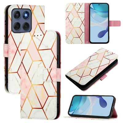 For Motorola Moto Edge 60 Fusion Marble Pattern Scratch Resistant Magnetic Buckle Flip Leather Case with Wrist Strap