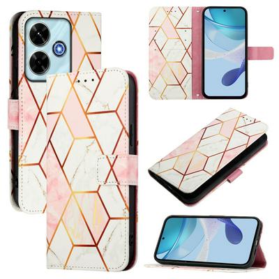 For Redmi 13X 4G/Redmi 13 4G/Redmi Note 13R 5G/Xiaomi Poco M6 4G/Poco M6 Plus/Redmi 13 5G Marble Pattern Scratch Resistant Magnetic Buckle Flip Leather Case with Wrist Strap