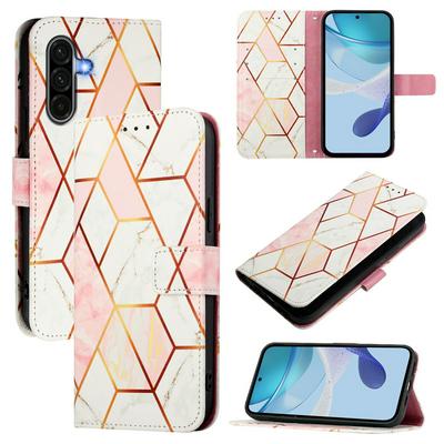 For Samsung Galaxy A36 5G Marble Pattern Scratch Resistant Magnetic Buckle Flip Leather Case with Wrist Strap