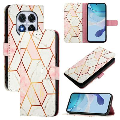 For Redmi Note 14 Pro 5G/Note 14 Pro Plus 5G/Xiaomi Poco X7 5G Marble Pattern Scratch Resistant Magnetic Buckle Flip Leather Case with Wrist Strap