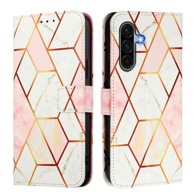 For Samsung Galaxy A56 5G Marble Pattern Scratch Resistant Magnetic Buckle Flip Leather Case with Wrist Strap