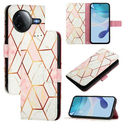 For Redmi K80 5G/K80 Pro 5G/Xiaomi Poco F7 Pro/Poco F7 Ultra Marble Pattern Scratch Resistant Magnetic Buckle Flip Leather Case with Wrist Strap
