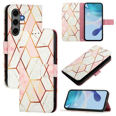 For Samsung Galaxy S25 Plus Marble Pattern Scratch Resistant Magnetic Buckle Flip Leather Case with Wrist Strap