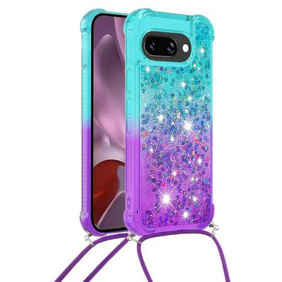 For Google Pixel 9A Lanyard Anti-fall Gradient Quicksand Soft TPU Back Cover Phone Case