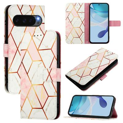 For Google Pixel 10 Pro XL 5G Marble Pattern Scratch Resistant Magnetic Buckle Flip Leather Case with Wrist Strap