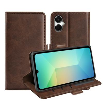 For Samsung Galaxy A06 5G Double Buckle Wallet Style Folio Flip Leather Case with Stand and Card Slots Function