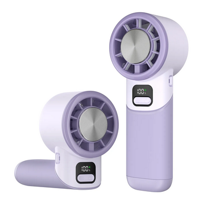 Folding Handheld Fan Small Turbine USB Charging Handheld Digital Display Mini Violent Fan