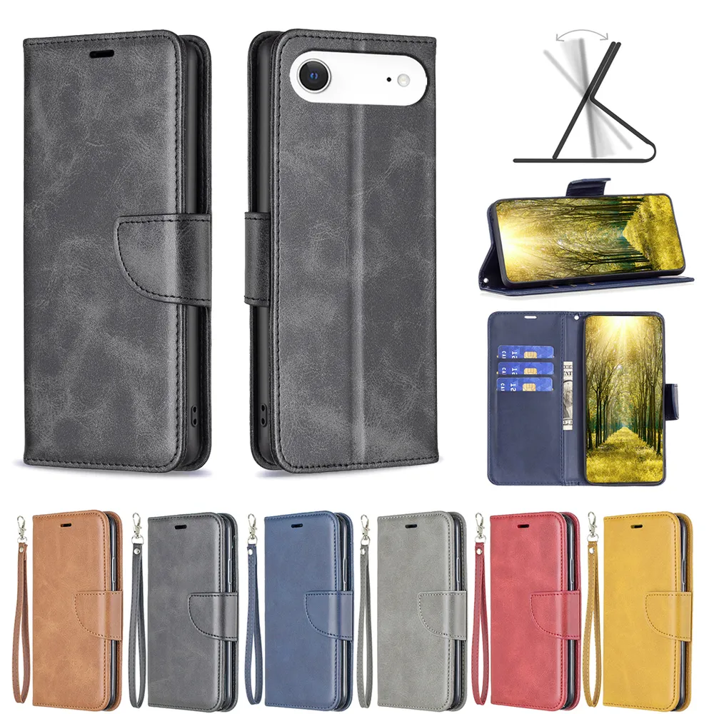 For iPhone 17 Air / 17 Plus Solid Color Sheep Pattern Scratch Resistant Wallet Leather Case