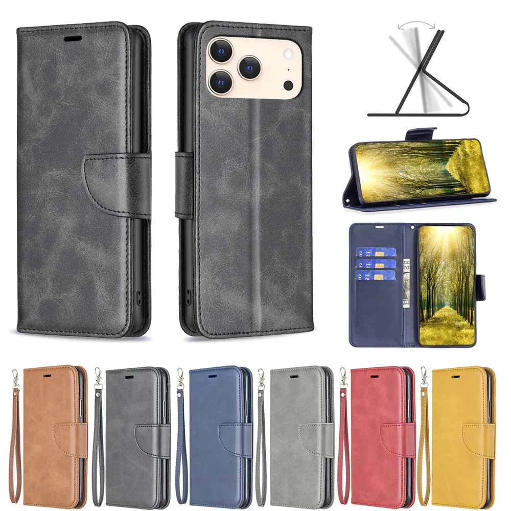 For iPhone 17 Pro Max Solid Color Sheep Pattern Scratch Resistant Wallet Leather Case
