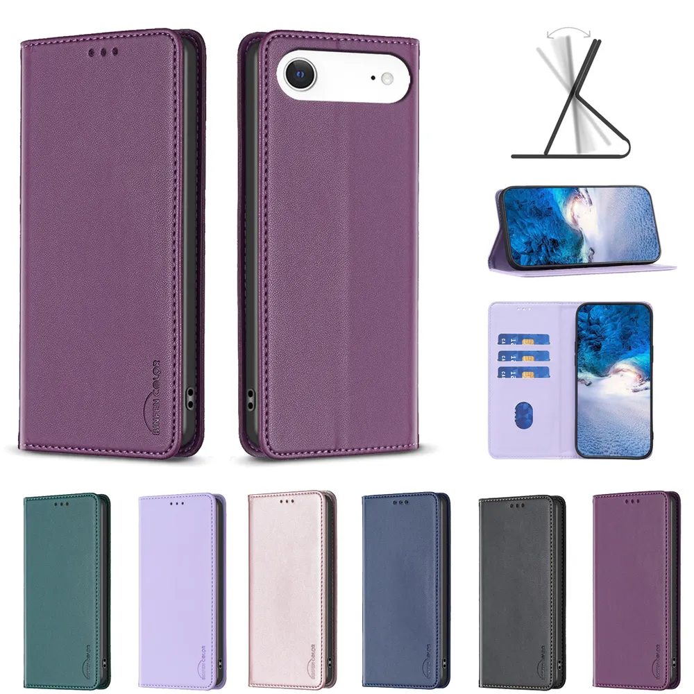 BF18 Protective Case for iPhone 17 Air / 17 Plus Dermal dark magnetic field Leather Stand Phone Cover with Card Slots